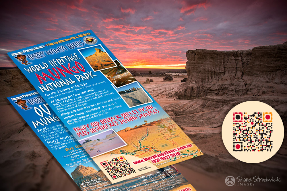 Harry Nanya Mungo National Park flyers with QR code