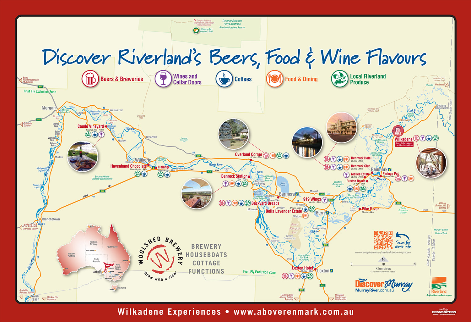 Discover Riverland Beers, Food and Wine Flavours map