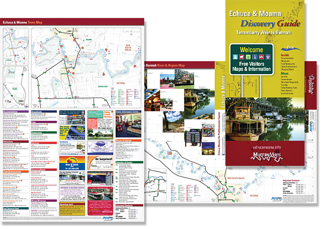 Echuca Moama town and Murray River map