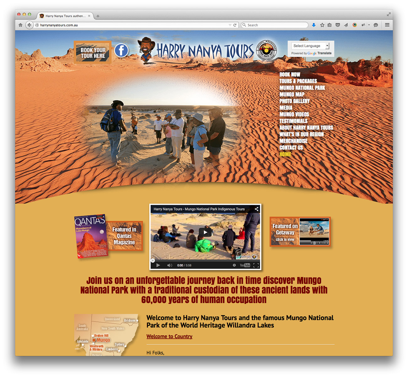 Harry Nanya Tours - Mungo National Park website