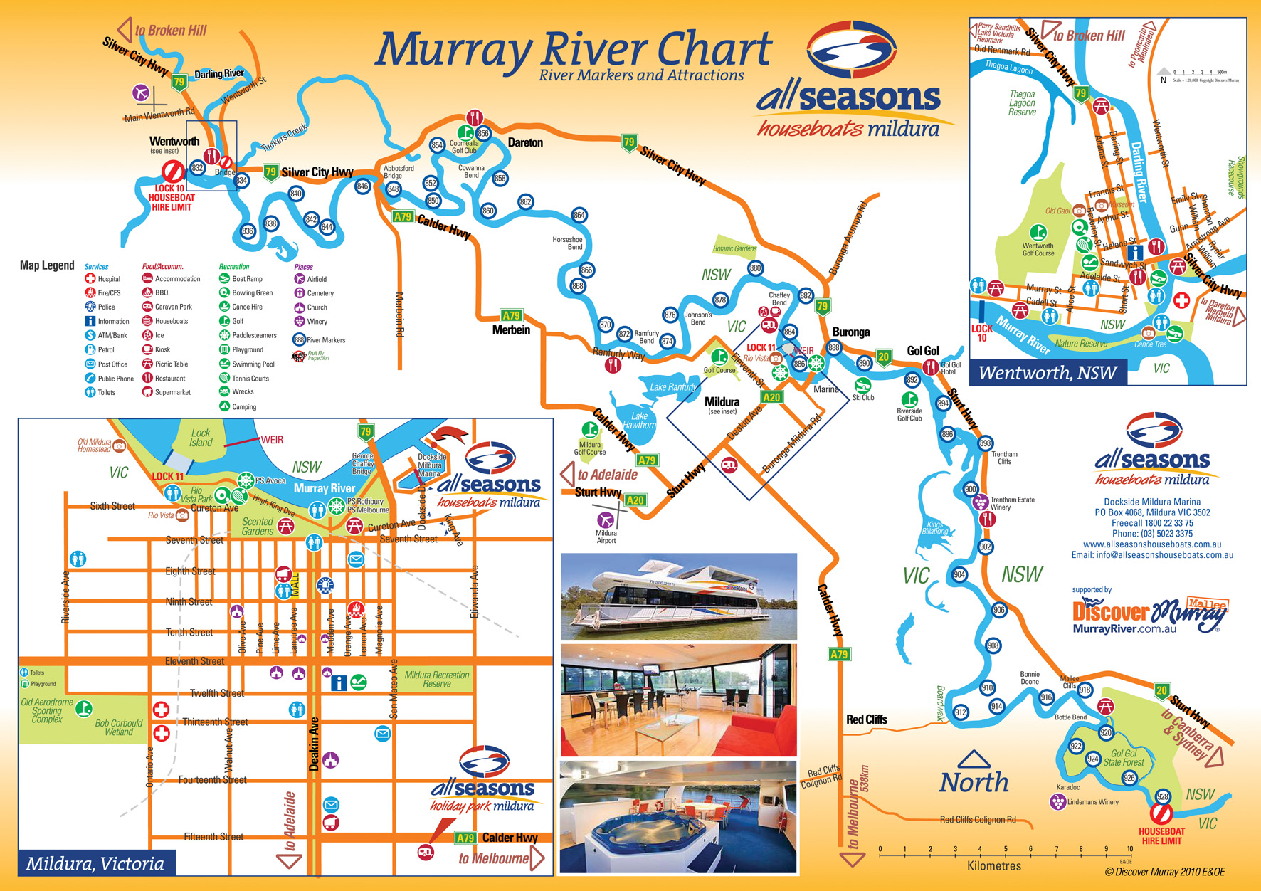 Mildura and All Seasons Houseboats map