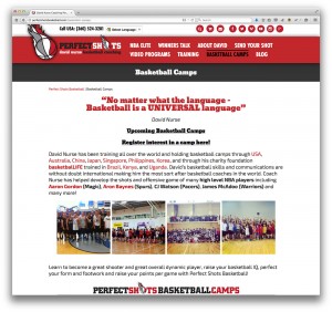 Perfect Shots Basketball camps page