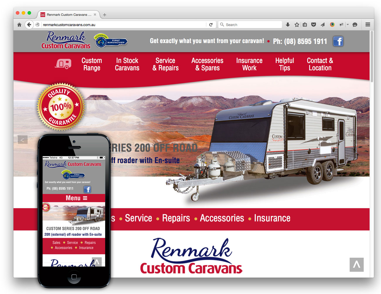 Renmark Custom Caravans website