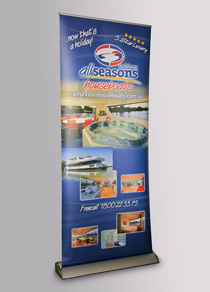 All Seasons Houseboats pull up banner