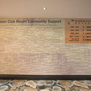 Euston Club Resort Community Support Wall display