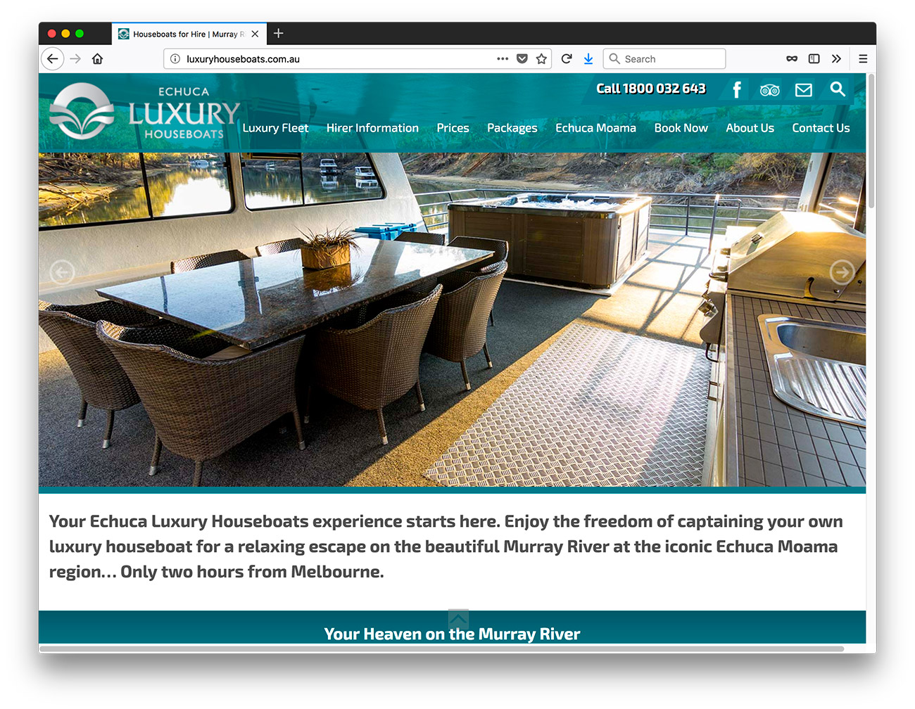 Echuca Luxury Houseboats website design