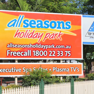 All Seasons Holiday Park Mildura sign