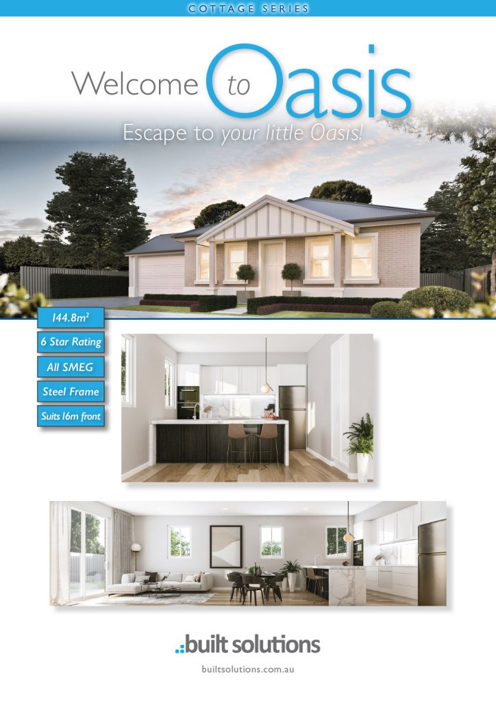 Built Solutions Oasis Display Home sales sheet Cottage Series