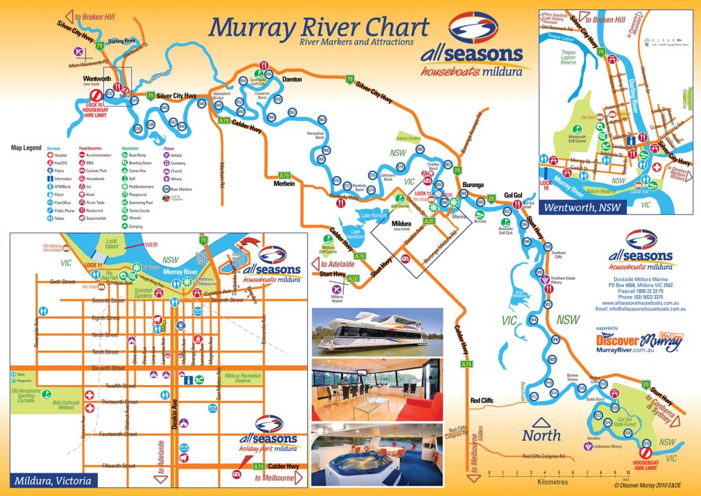 Mildura and All Seasons Houseboats map
