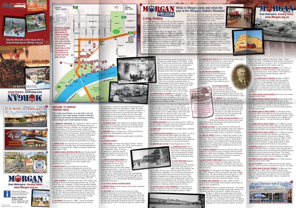 Morgan Tourism Historic Walk and Murray River map