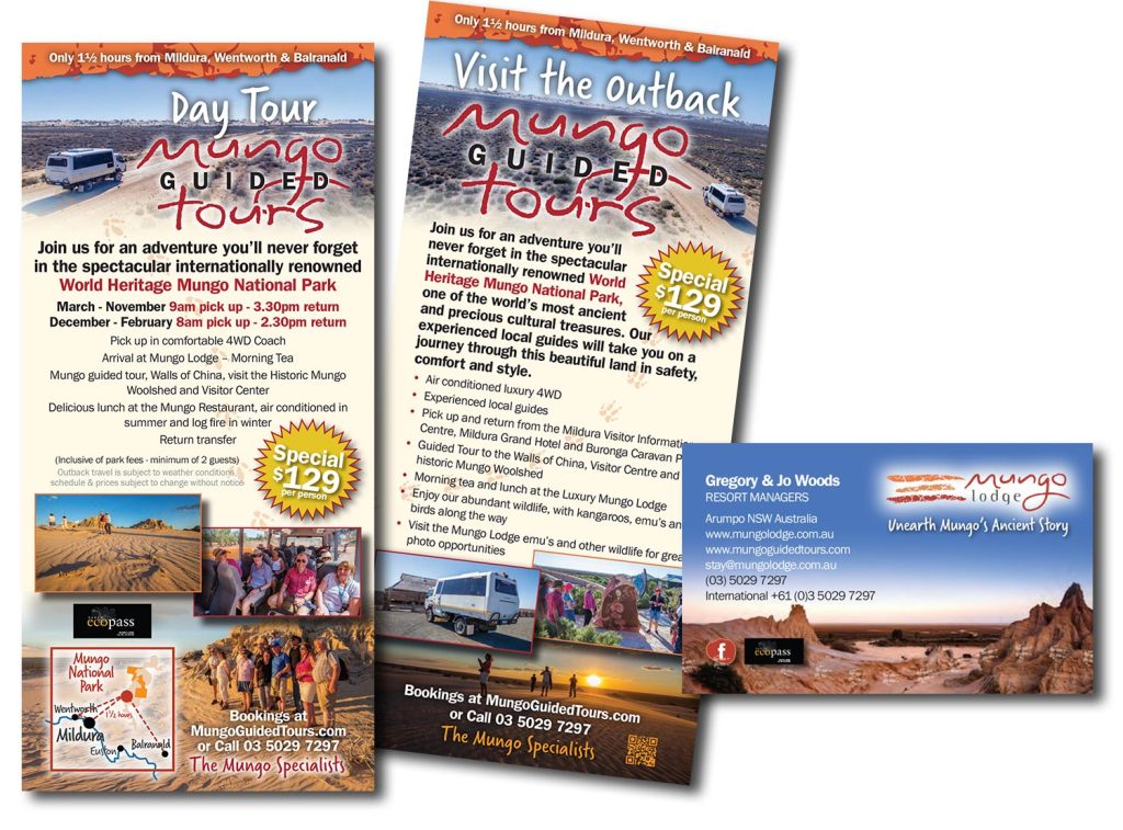 Mungo Day Tours DL Brochure & Business Cards