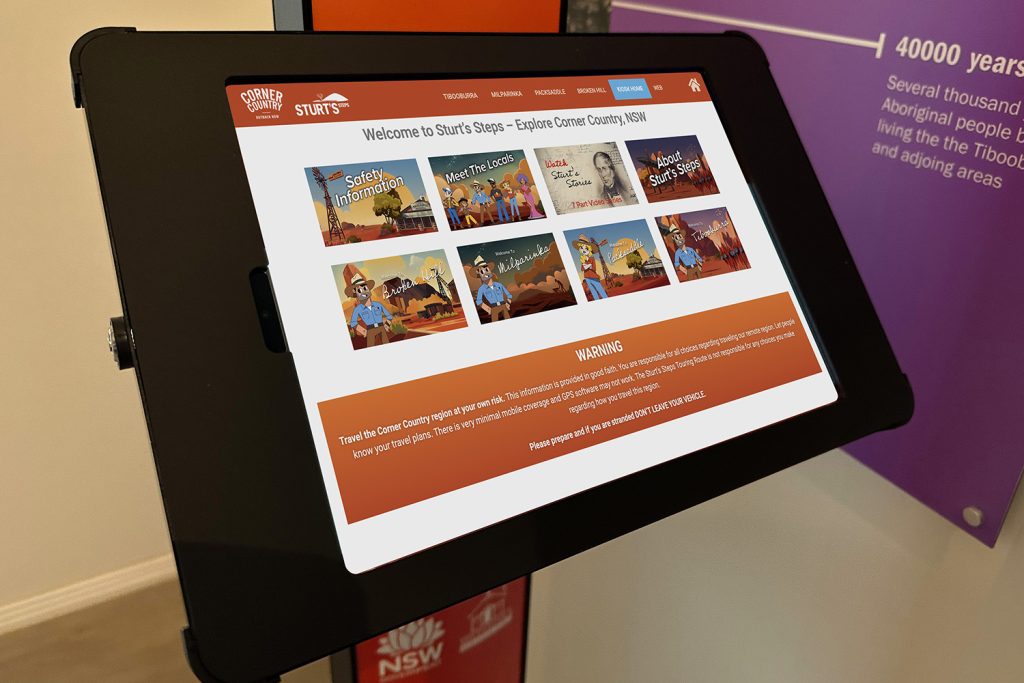 Corner Country Sturt’s Steps Visitor Centre Kiosk screens